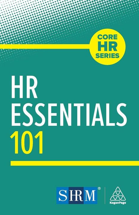 "HR Essentials 101", "Core HR Series" in gelbem Kreis. Grüner Hintergrund mit Punktmuster oben, Logos unten.