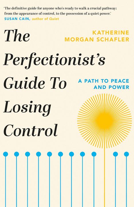 Bucheinband mit dem Titel "The Perfectionist’s Guide To Losing Control". Gelbes Sonnenstrahl-Design.