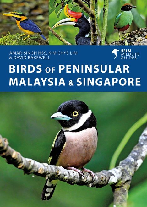 „Birds of Peninsular Malaysia & Singapore“ mit bunten Vogelbildern, darunter ein Tukan und ein farbenfroher kleiner Vogel.