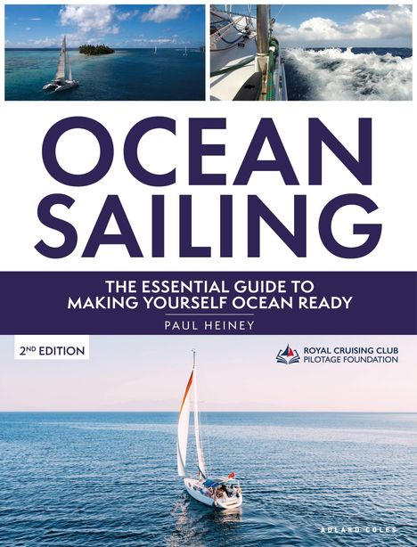 "OCEAN SAILING" und Informationen über Segeln auf dem Meer. Zwei Bilder von Segelbooten im Wasser. Logo rechts oben.