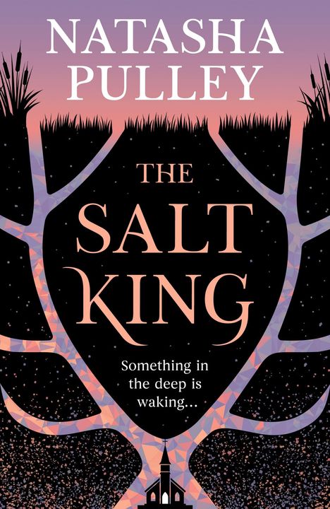 "Natasha Pulley. The Salt King. Something in the deep is waking..." zeigt eine stilisierte Landschaft mit Bäumen und Gräsern.