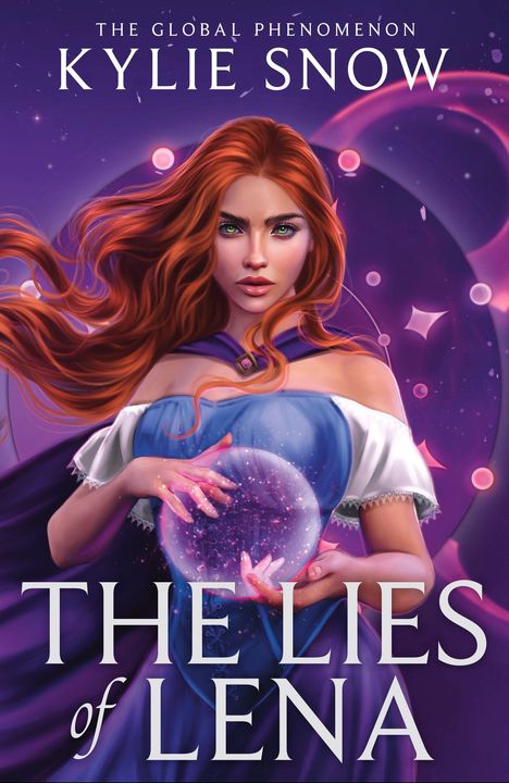 "The Lies of Lena" und "Kylie Snow" stehen im Vordergrund. Eine Frau mit roten Haaren hält eine leuchtende Kristallkugel.