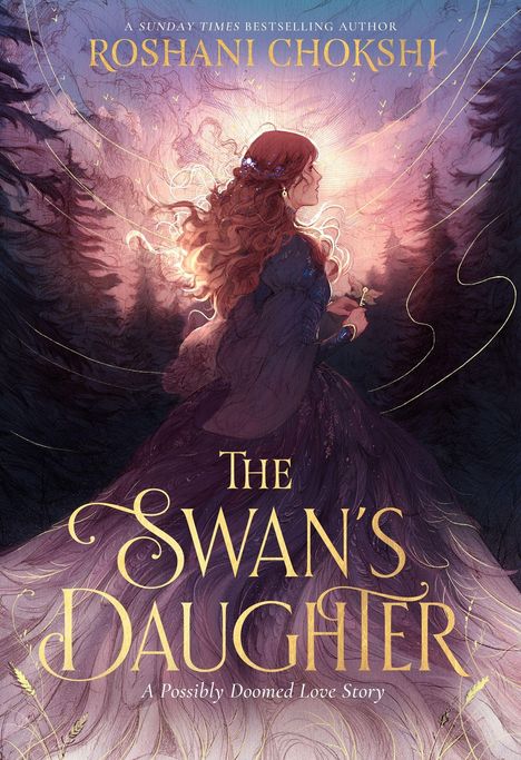 „ROSHANI CHOKSHI“, „THE SWAN'S DAUGHTER, A Possibly Doomed Love Story“. Frau im langen Kleid mit Schlüssel im Wald.