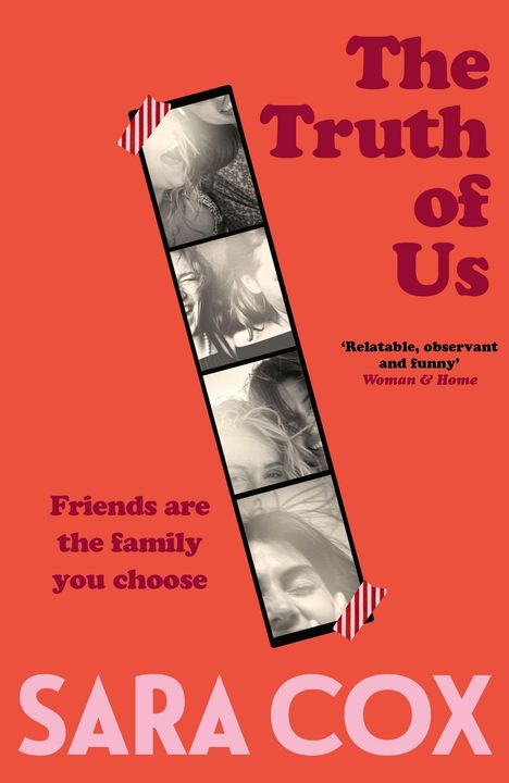 „The Truth of Us“, „Friends are the family you choose“, „Relatable, observant and funny“ – Foto-Streifen von lachenden Frauen.