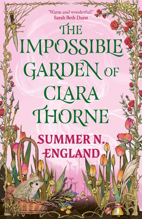 "The Impossible Garden of Ciara Thorne" und "Summer N. England" in verschnörkelter Schrift, umgeben von Blumenillustrationen.