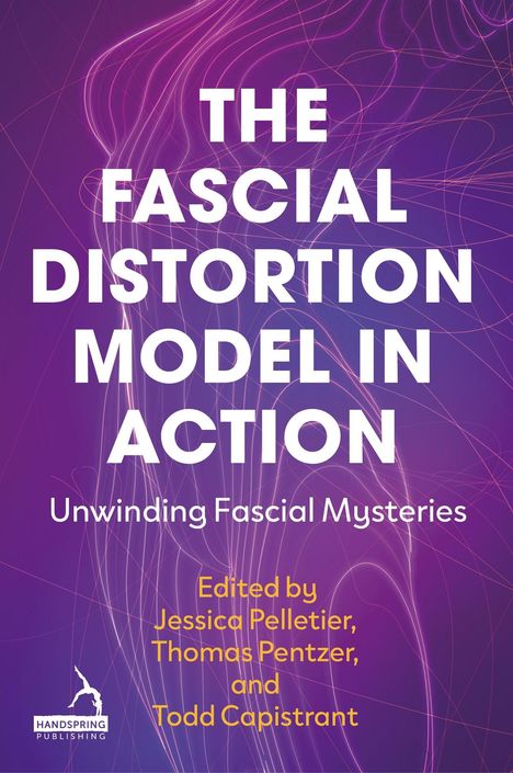Text: "The Fascial Distortion Model in Action" und weitere Untertitel. Oben links ein Handstand-Silhouette auf lila Hintergrund.