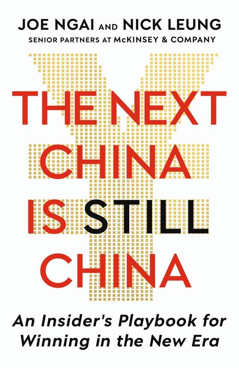 Text in großen roten Buchstaben: "THE NEXT CHINA IS STILL CHINA". Hintergrund: Rasterformat eines Yensymbols.