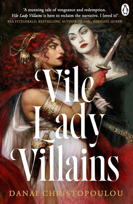 „Vile Lady Villains“ von Danai Christopoulou: Zwei Frauen, eine mit rotem Haar, die andere mit einem Dolch.