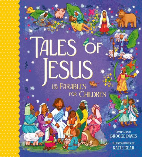 „Tales of Jesus: 15 Parables for Children“ in großen Buchstaben. Buntes Cover mit Jesus und Kindern in biblischer Szene.