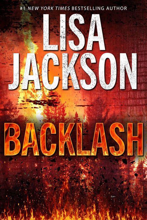 Titel: "Lisa Jackson: Backlash". Flammen und Rauch vor einer dunklen, bedrohlichen Kulisse.