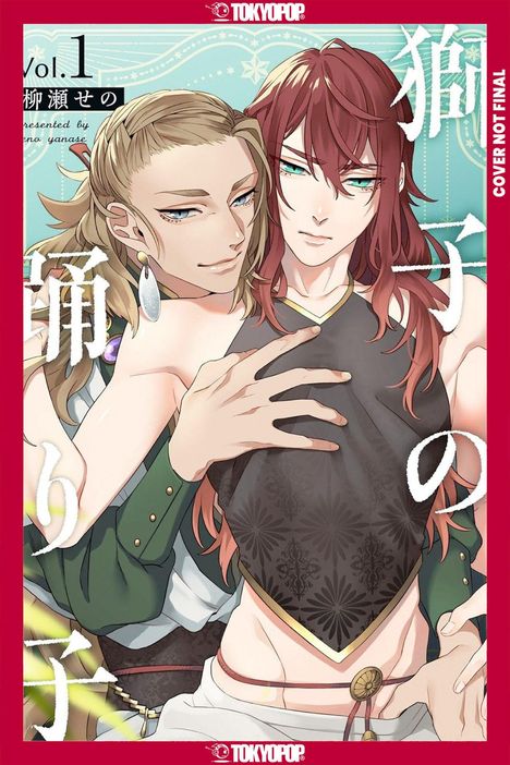 „Vol.1“ und „COVER NOT FINAL“ in einer Illustration zweier Personen, die sich nahe sind, mit roten Haaren im Vordergrund.