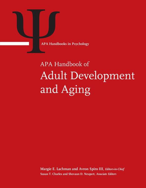 "APA Handbook of Adult Development and Aging" steht im Zentrum. Oben befindet sich ein großes, schwarzes Psi-Symbol.
