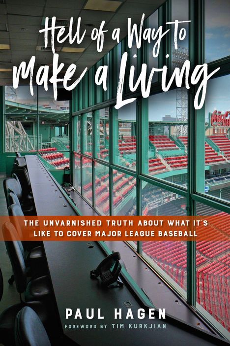 "Texte: Hell of a Way to Make a Living. Untertitel über MLB. Autor: Paul Hagen. Vorschau von Tim Kurkjian. Ansicht auf ein Baseball-Stadion."