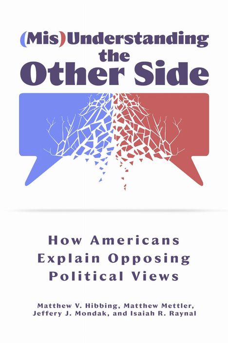 Titel: "(Mis)Understanding the Other Side". Zwei gesplitterte Sprechblasen, eine blau, eine rot.