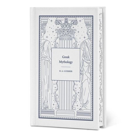 „Greek Mythology, H. A. Guerber.“ Ein Buch mit Säulen und Figuren in antikem Stil auf dem Cover.