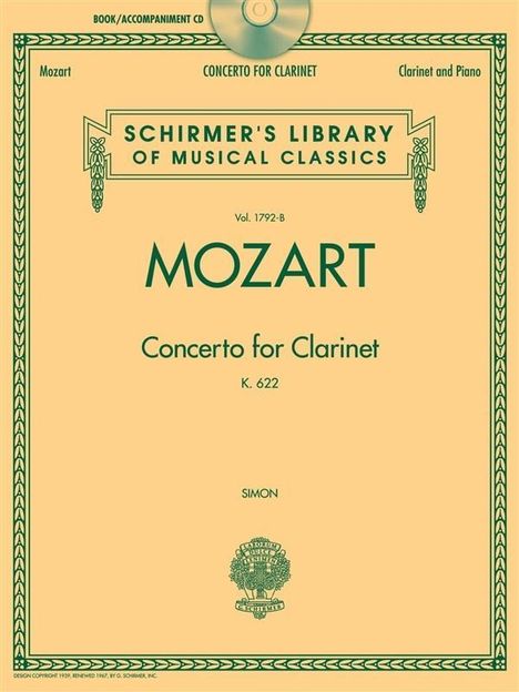 Wolfgang Amadeus Mozart: Concerto For Clarinet K.622 - Clarinet/Piano, Noten