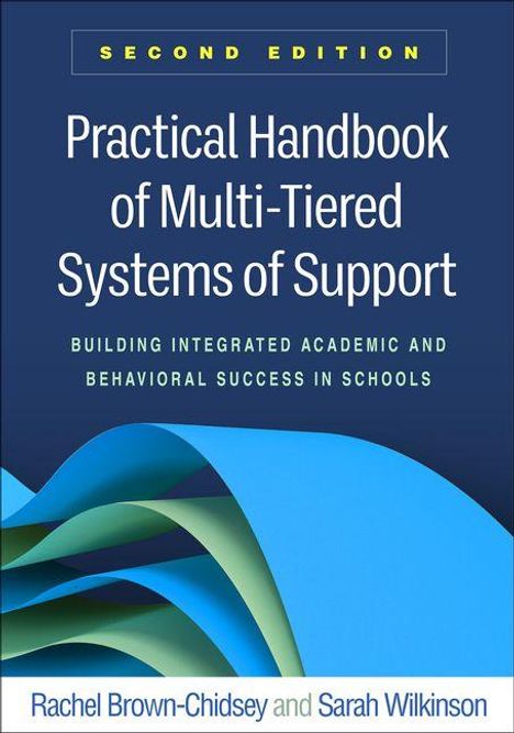 „Second Edition: Practical Handbook of Multi-Tiered Systems of Support.“ Abstrakte, geschwungene Farbformen unten.
