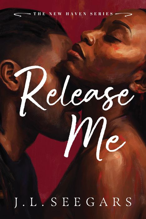 "Release Me" und "J.L. Seegars", innige Umarmung zweier Menschen, rote Hintergrundfarbe.