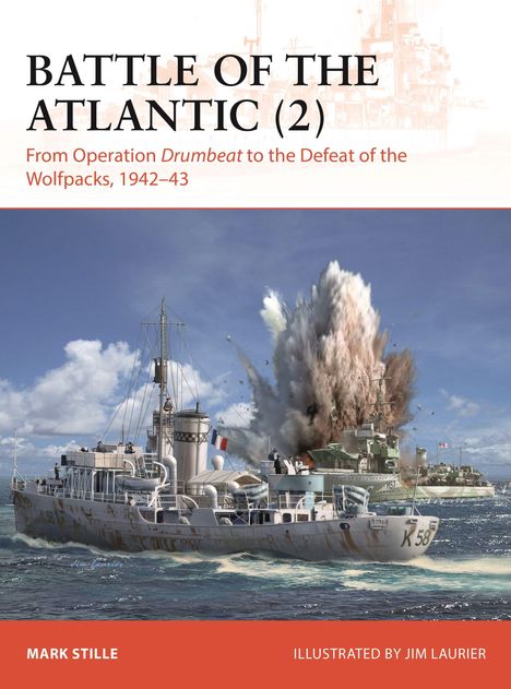 Titel: "BATTLE OF THE ATLANTIC (2)". Darunter ein Schiff im Meer, explodierende Wasserfontäne.