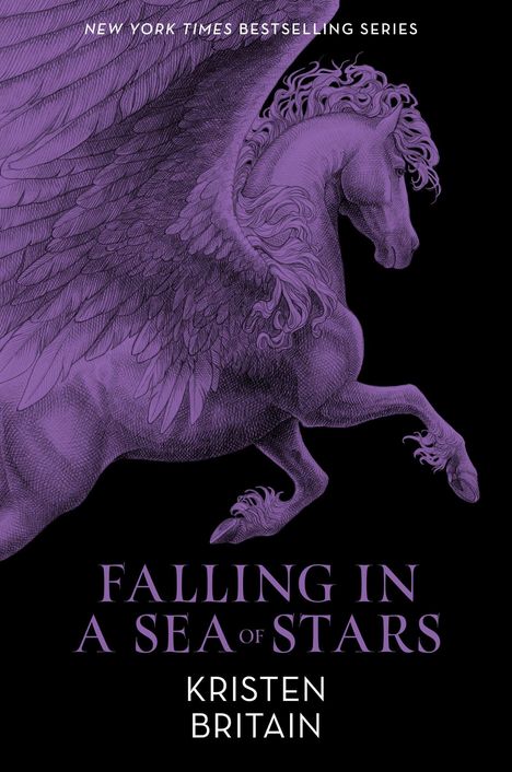 Text: "New York Times Bestselling Series", "Falling in a Sea of Stars", "Kristen Britain." Lila Pegasus auf schwarzem Hintergrund.