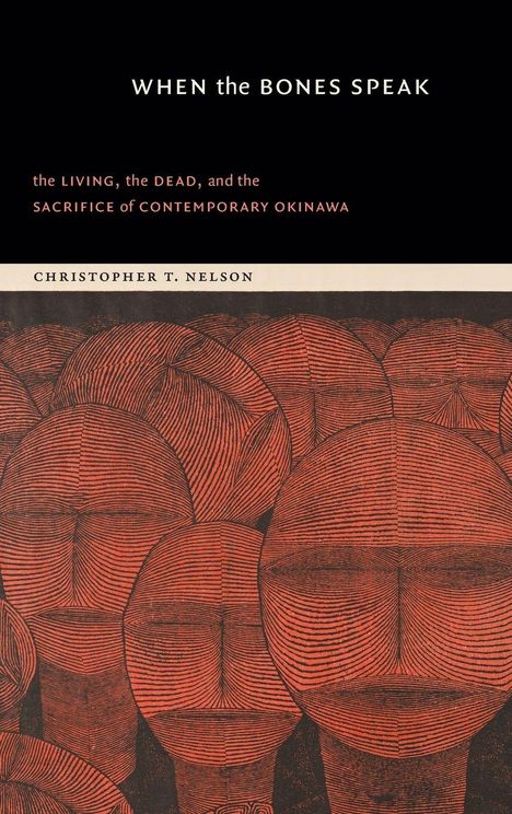 Buchtitel: WHEN the BONES SPEAK. Autor: CHRISTOPHER T. NELSON. Illustration mit roten, linienförmigen Gesichtern.
