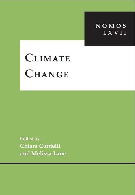 Großer Text: "Climate Change". Herausgeber: Chiara Cordelli und Melissa Lane. Grüner Hintergrund.