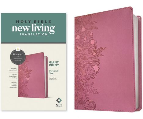NLT Personal Size Giant Print Bible, Filament Enabled Edition (Red Letter, Leatherlike, Peony Pink), Buch