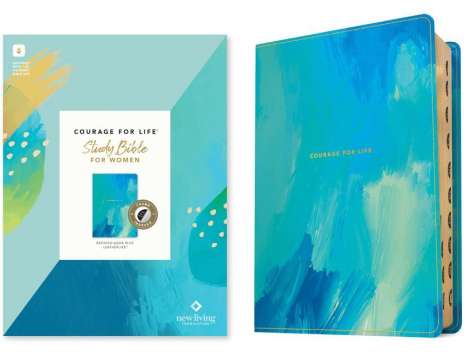NLT Courage for Life Study Bible for Women (Leatherlike, Brushed Aqua Blue, Indexed, Filament Enabled), Buch
