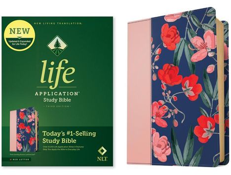 NLT Life Application Study Bible, Third Edition (Red Letter, Leatherlike, Pink Evening Bloom), Buch