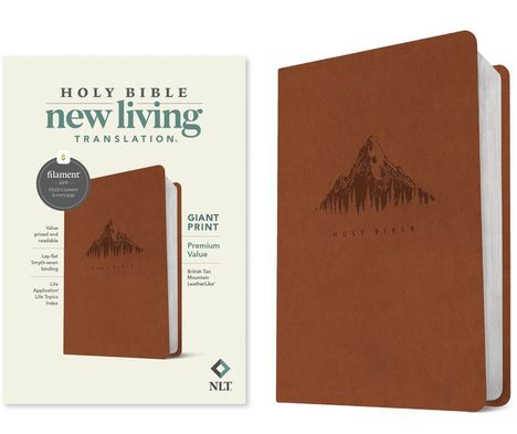 NLT Giant Print Premium Value Bible, Filament-Enabled Edition (Leatherlike, British Tan Mountain), Buch