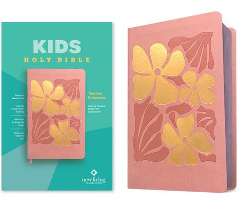 NLT Kids Bible, Thinline Reference Edition (Leatherlike, Tropical Flowers Dusty Pink, Red Letter), Buch