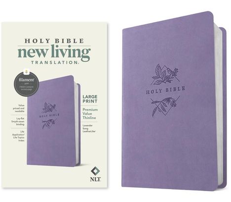 NLT Large Print Premium Value Thinline Bible, Filament-Enabled Edition (Leatherlike, Lavender Song), Buch