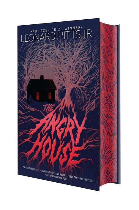 "The Angry House: Deluxe Stenciled Edges" von Leonard Pitts Jr.; oben rechts Text "Cover to be revealed soon!" mit Logo unten.