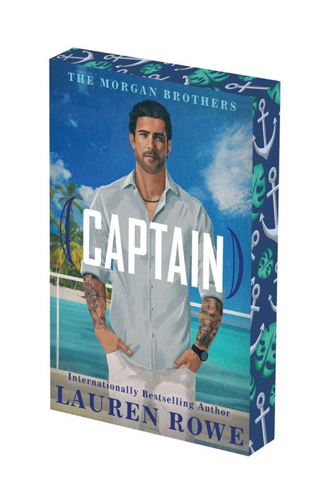 "Cover to be revealed soon!" oben rechts; "CAPTAIN: DELUXE STENCILED EDGES", "by Lauren Rowe" und ein Buch-Logo unten.