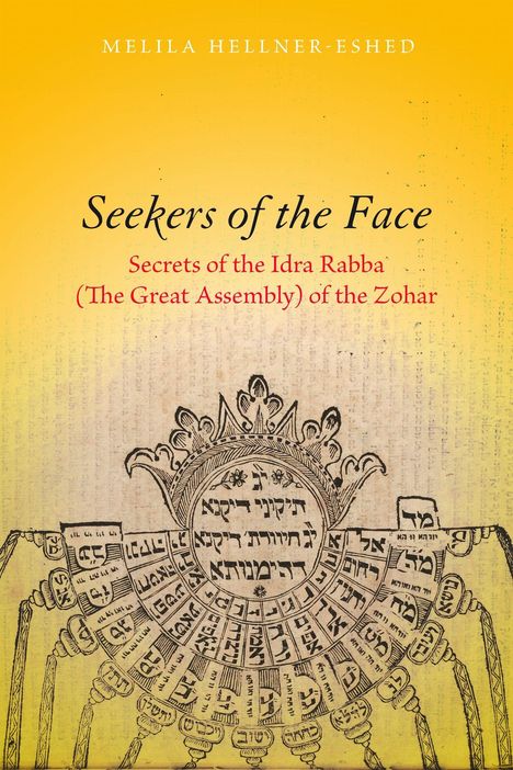 Text: "Seekers of the Face: Secrets of the Idra Rabba (The Great Assembly) of the Zohar." Gelber Hintergrund, skizzenartige Zeichnung mit hebräischem Text.