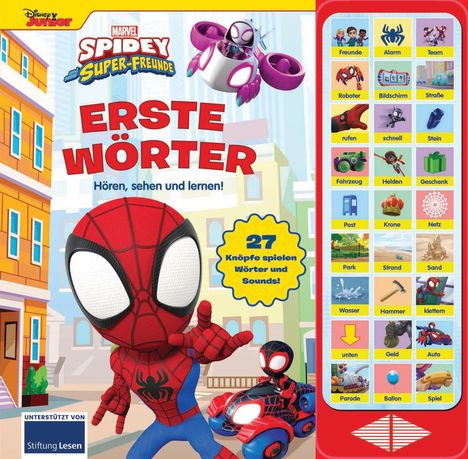 Spidey und seine Superfreunde - Erste Wörter - 27-Button-Soundbuch - Hardcover-Buch mit 27 Geräuschen - MARVEL, Buch