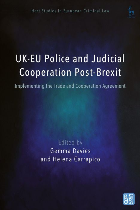 „UK-EU Police and Judicial Cooperation Post-Brexit“. Hintergrund: Dunkelblau mit Farbverläufen, Logo oben rechts.