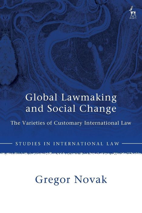 "Global Lawmaking and Social Change: The Varieties of Customary International Law." Blaues abstraktes Muster, Hirschlogo obenlinks.