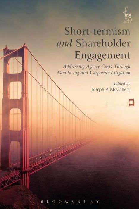Titel: Short-termism and Shareholder Engagement. Motiv: Golden Gate Bridge im Nebel. Links ragt die Brücke empor.