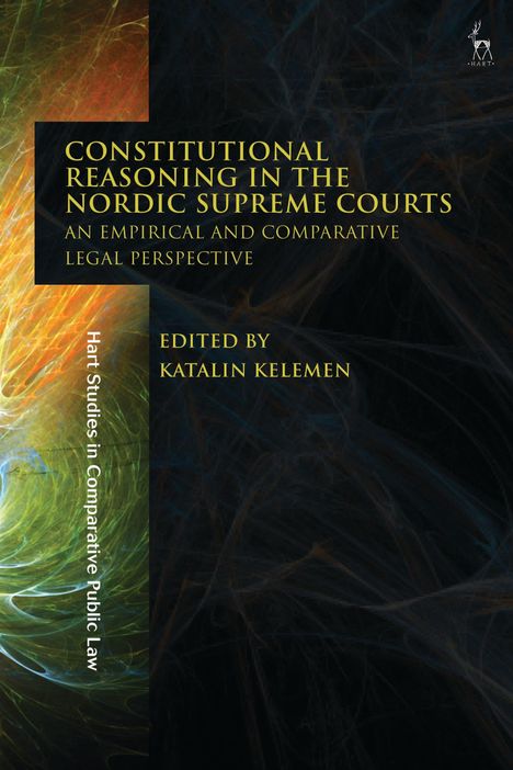 "Constitutional Reasoning in the Nordic Supreme Courts" von Katalin Kelemen, Hintergrund abstrakte Linienmuster.