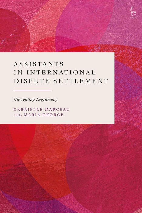 "ASSISTANTS IN INTERNATIONAL DISPUTE SETTLEMENT" und mehr darauf. Bunter abstrakter Hintergrund mit Kreisen.