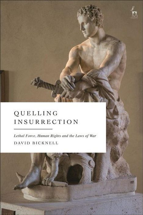 Text: "Quelling Insurrection: Lethal Force, Human Rights and the Laws of War" von David Bicknell. Statue eines sitzenden Mannes.