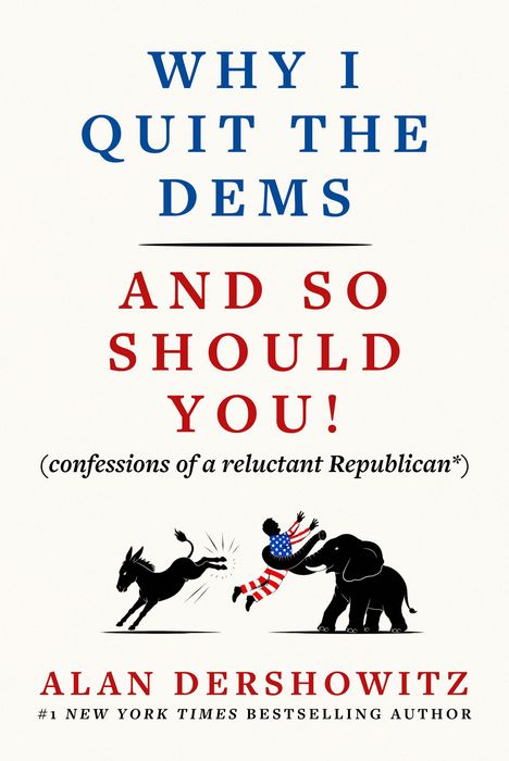„WHY I QUIT THE DEMS AND SO SHOULD YOU!“ Ein Mensch wird von einem Elefanten weggeschleudert; ein Esel tritt.