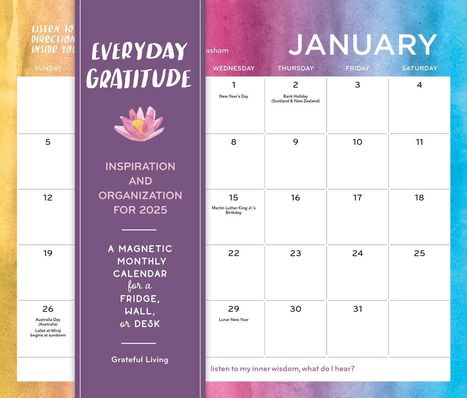 A Network for Grateful Living: Everyday Gratitude: Inspiration and Organization for 2025, Kalender