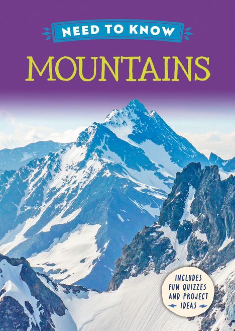 Oben steht "NEED TO KNOW MOUNTAINS". Darunter ist ein schneebedeckter Berggipfel abgebildet.