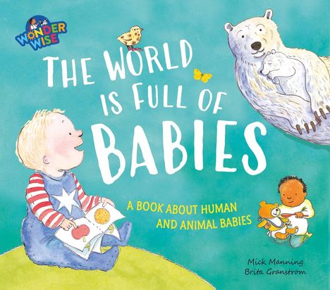 "The World is Full of Babies" und "A Book About Human and Animal Babies" mit Illustration von Kindern und Tieren.