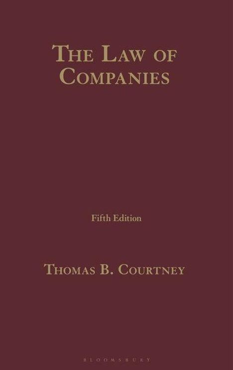 "The Law of Companies, Fifth Edition, Thomas B. Courtney." Dunkelroter Hintergrund mit goldener Schrift.