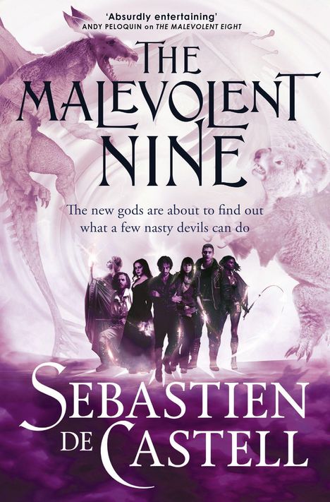 „FINAL COVER TO BE REVEALED“. „The Malevolent Nine: A Fistful of Hexes“ von Sebastien de Castell. Arcadia-Logo oben.