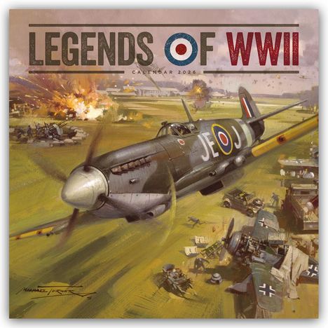 Carousel Calendar: Legends of World War II - Legendäre Flugzeuge des Zweiten Weltkrieges 2026 - Wand-Kalender, Kalender