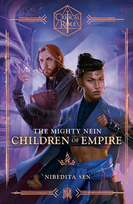 "The Mighty Nein: Children of Empire", Nibedita Sen. Illustration mit zwei Fantasy-Charakteren in dynamischen Posen.